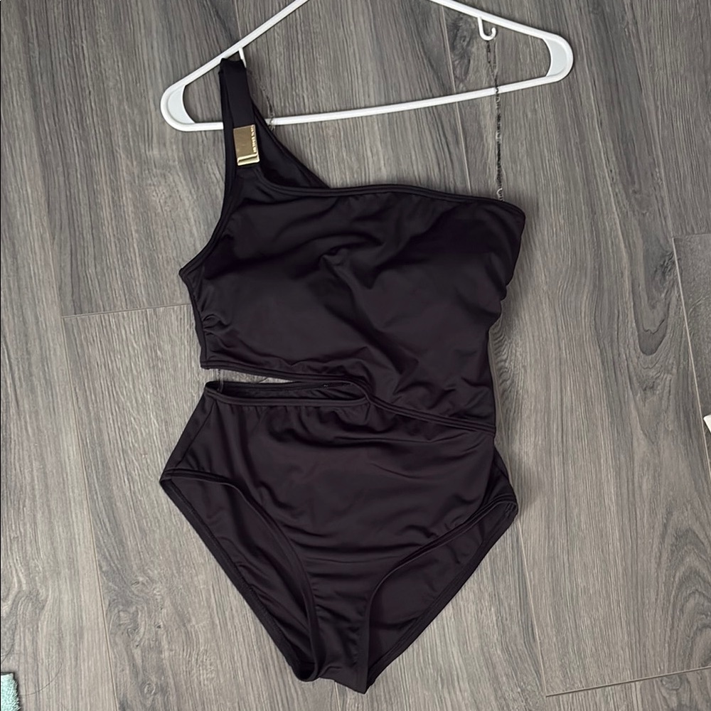 Michael Kors Black One-Shoulder Swimsuit